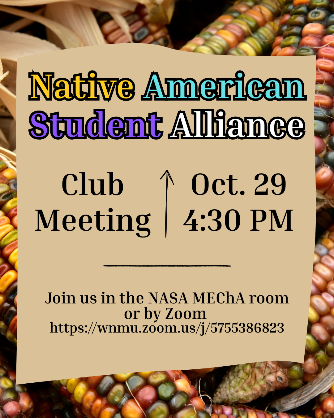 Native American Student Alliance Meeting! Wednesday the 29th !